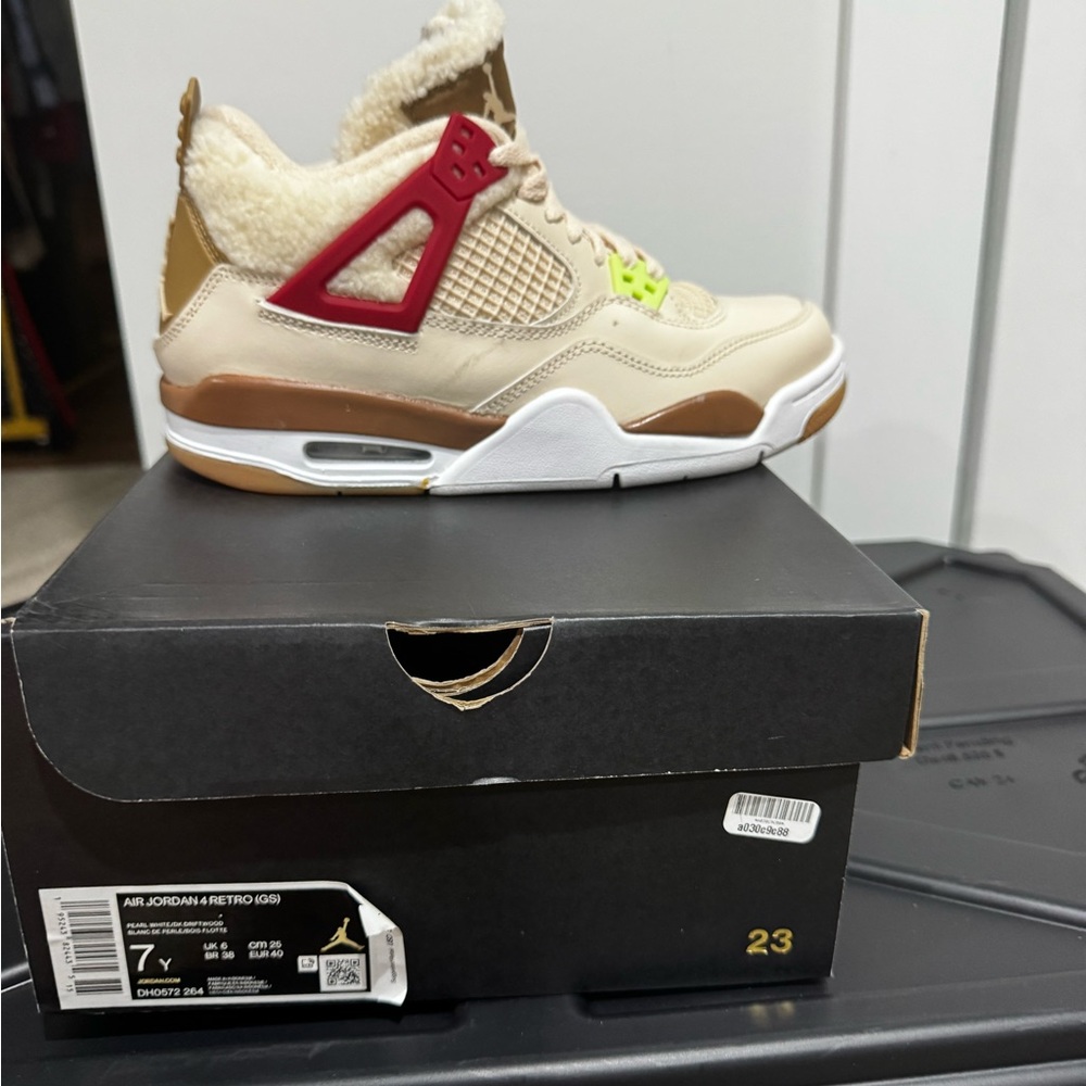 Jordan Retro 4 with Cream and Red Accents